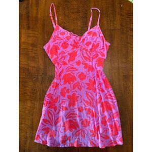 Billabong Hibiscus Red and Purple Floral Beach Cover Up Dress